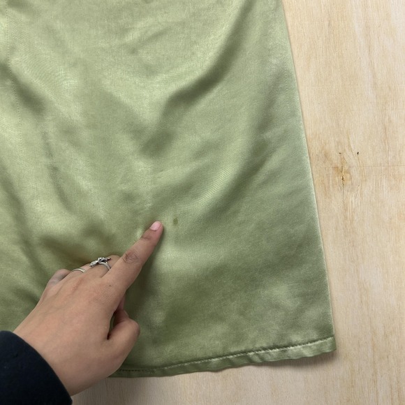 Princess Polly Dress Womens 4 Green Floral Embroidered Satin Slip Mini Party - Picture 4 of 9